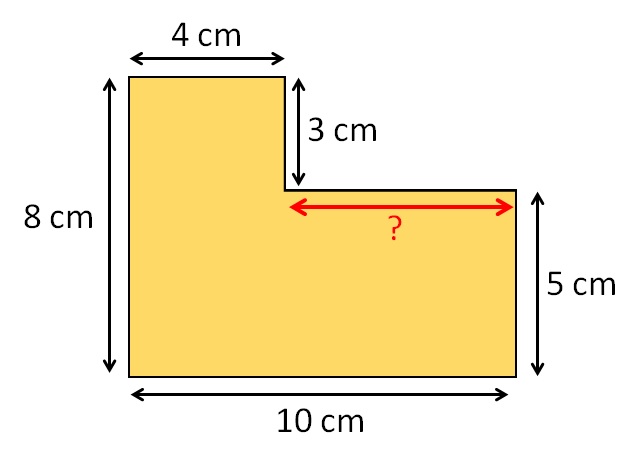 Calcolo di una lunghezza del lato sconosciuta di una figura geometrica complessa