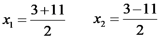 Due soluzioni di un'equazione quadratica