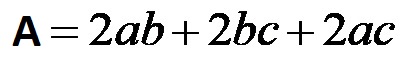 Formula per l'area di un parallelepipedo rettangolare