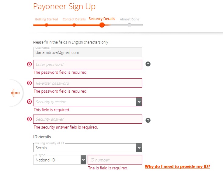 Accesso a Payoneer