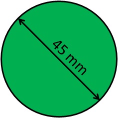 Perimetro di un cerchio con raggio di 45 millimetri